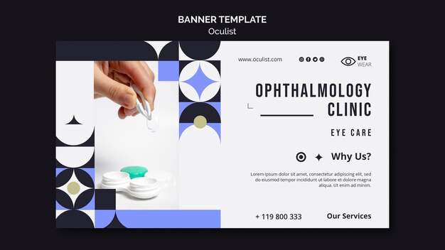 Diseño de banner de clínica de oftalmología.