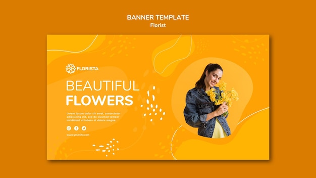 Diseño de banner de concepto de floristería