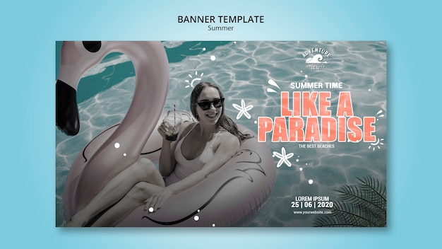 PSD gratuito diseño de banner de concepto de verano