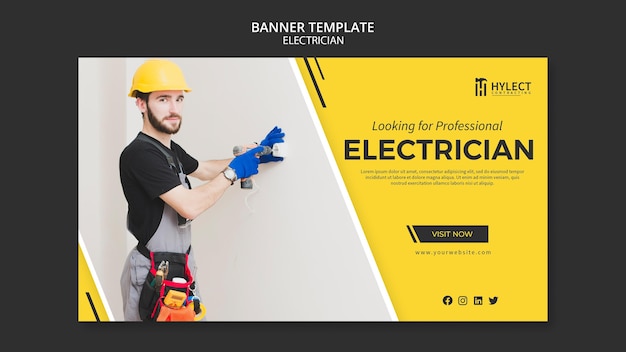 PSD gratuito diseño de banner de electricista