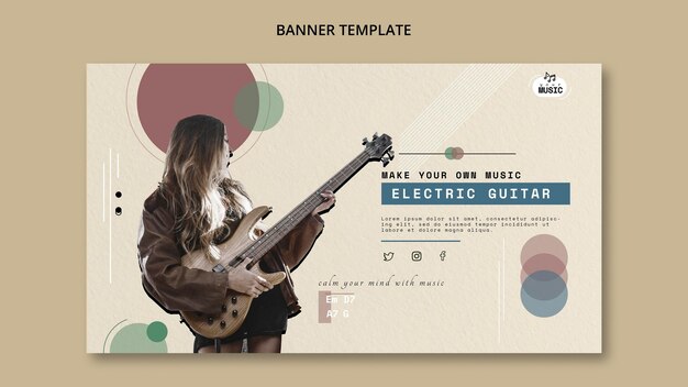 Diseño de banner de lecciones de guitarra eléctrica