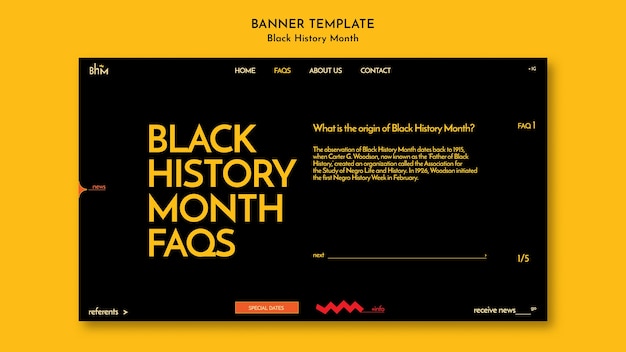 Diseño de banner del mes de la historia negra