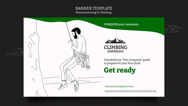 Diseño de banner de montañismo y escalada.