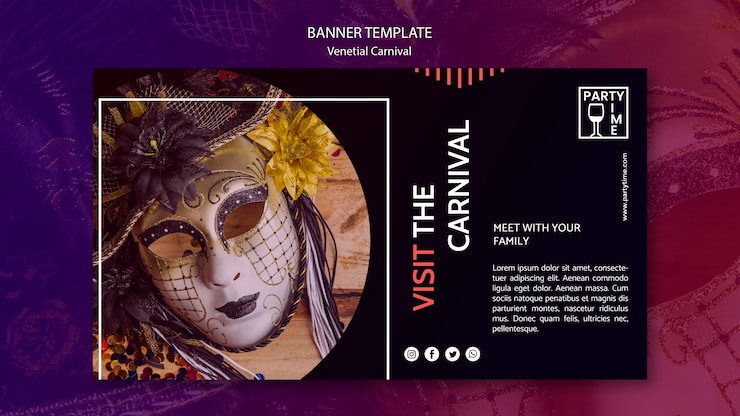 PSD gratuito diseño de banner para plantilla de carnaval de ventian