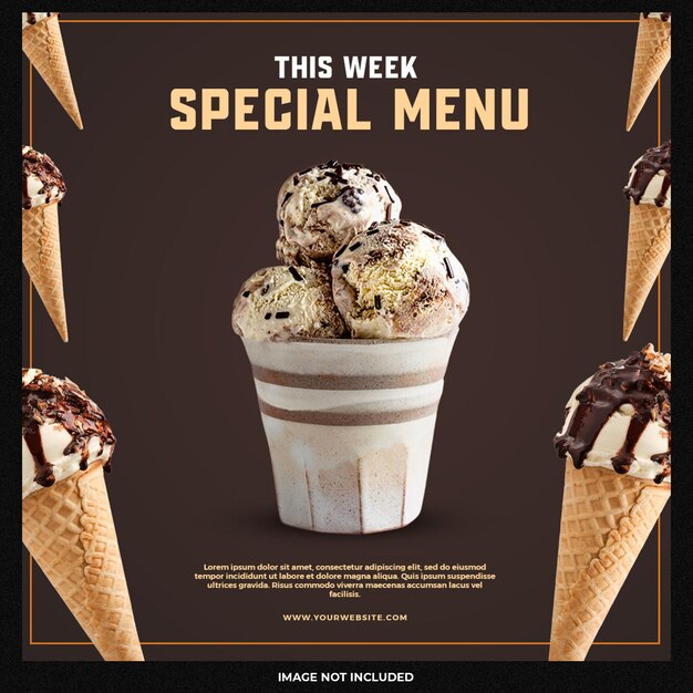 Diseño de banner de publicación de Instagram de redes sociales de helado delicioso especial