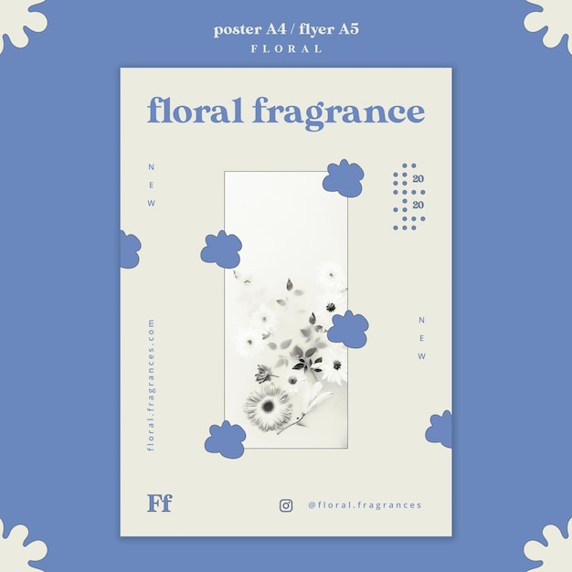 PSD gratuito diseño de cartel de fragancia floral.