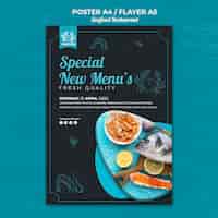 PSD gratuito diseño de cartel de restaurante de mariscos.
