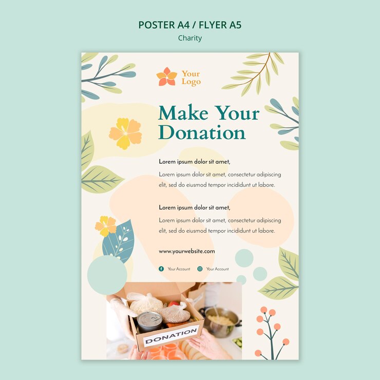 PSD gratuito diseño de carteles de caridad