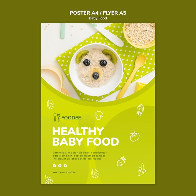 PSD gratuito diseño de carteles de comida para bebés