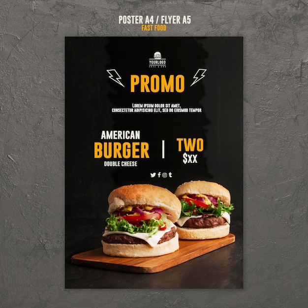 PSD gratuito diseño de carteles de concepto de comida rápida