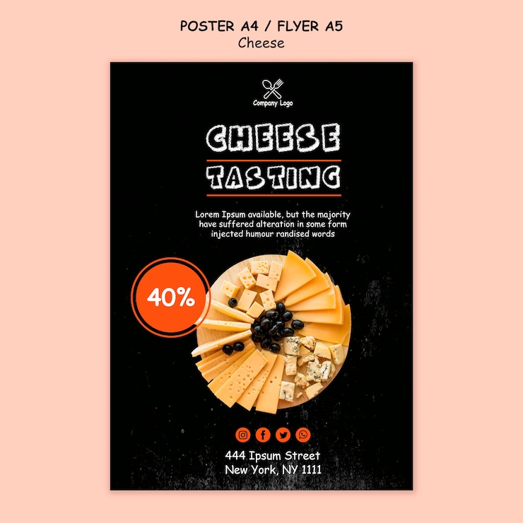 PSD gratuito diseño de carteles de degustación de queso