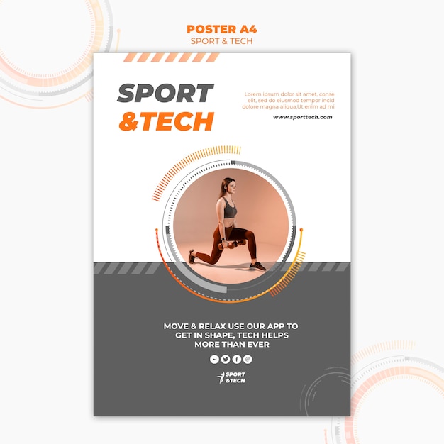 PSD gratuito diseño de carteles deportivos y tecnológicos.