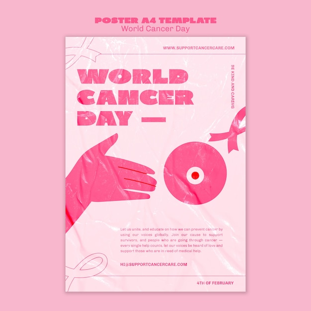 PSD gratuito diseño de carteles del día mundial del cáncer.