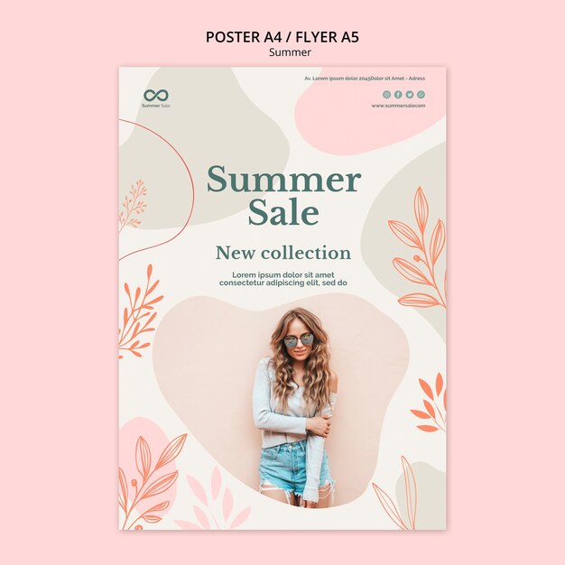 Diseño de carteles de venta de colección de verano