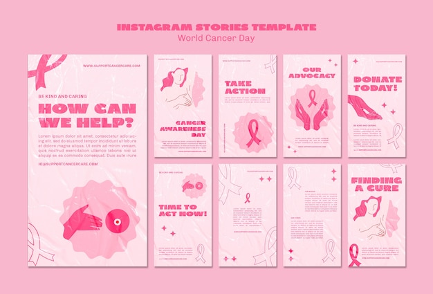 Diseño de diseño de historias de instagram del día mundial del cáncer