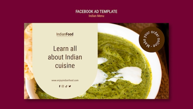 PSD gratuito diseño elegante de plantilla de comida india