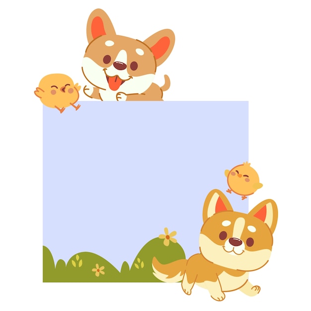 Diseño de elemento de marco de animales lindos