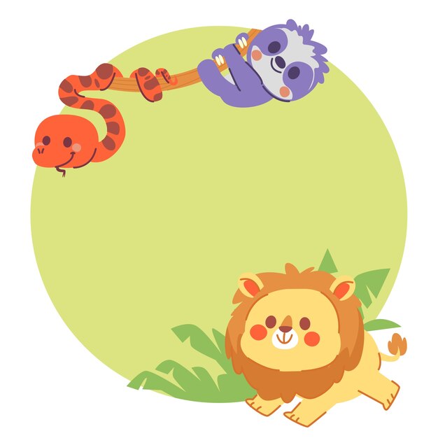 Diseño de elemento de marco de animales lindos