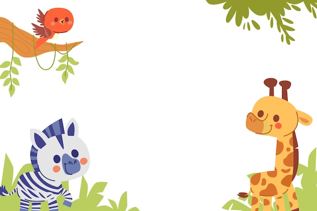 Diseño de elemento de marco de animales lindos