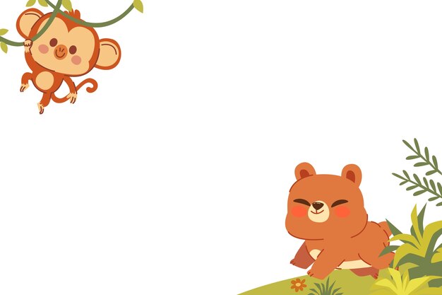 Diseño de elemento de marco de animales lindos