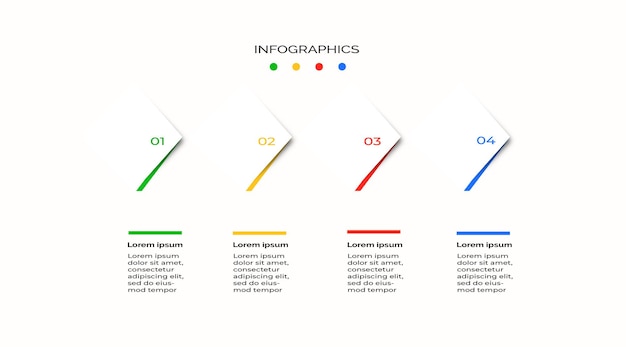 Diseño de flecha infográfica con 4 opciones o pasos.