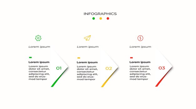 Diseño de flecha infográfica con cuatro pasos.