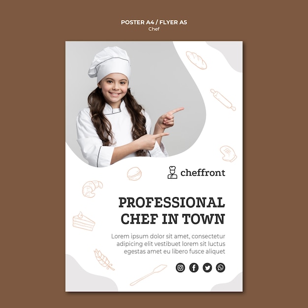 PSD gratuito diseño de flyer de chef profesional