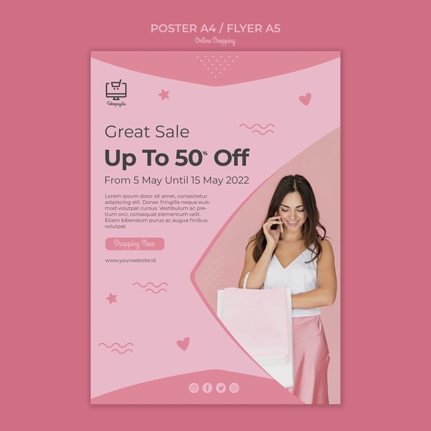 Diseño de flyer de compras en línea