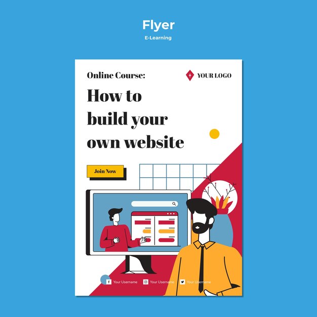 Diseño de flyer de concepto de e-learning