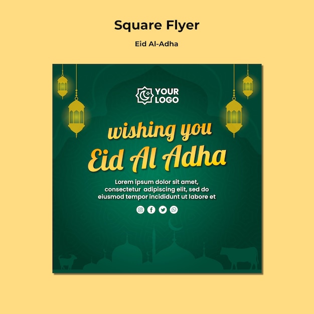 PSD gratuito diseño de flyer eid al adha