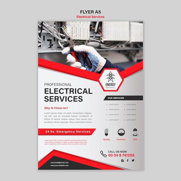 PSD gratuito diseño de flyer de servicios eléctricos