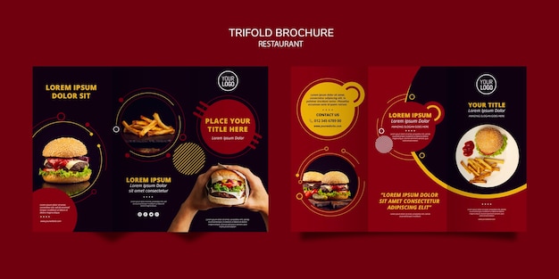 PSD gratuito diseño de folleto tríptico para restaurante