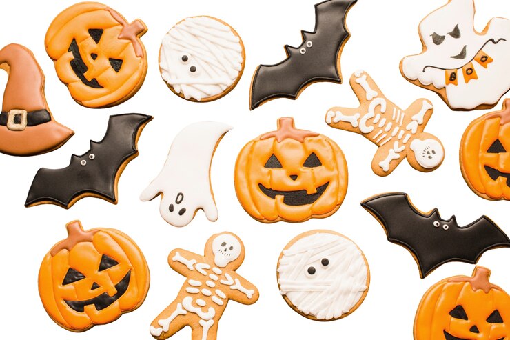 PSD gratuito diseño de galletas de halloween aisladas