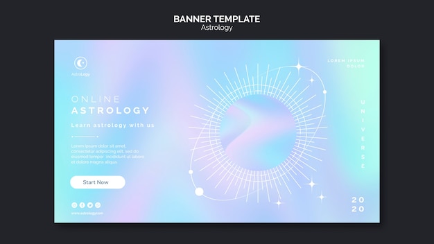 PSD gratuito diseño holográfico de plantilla de banner de astrología