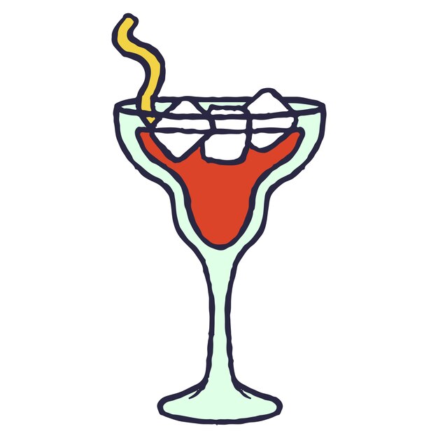 Diseño de icono de cóctel dibujado a mano