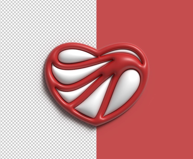 Diseño de ilustración 3D del corazón del día de San Valentín.