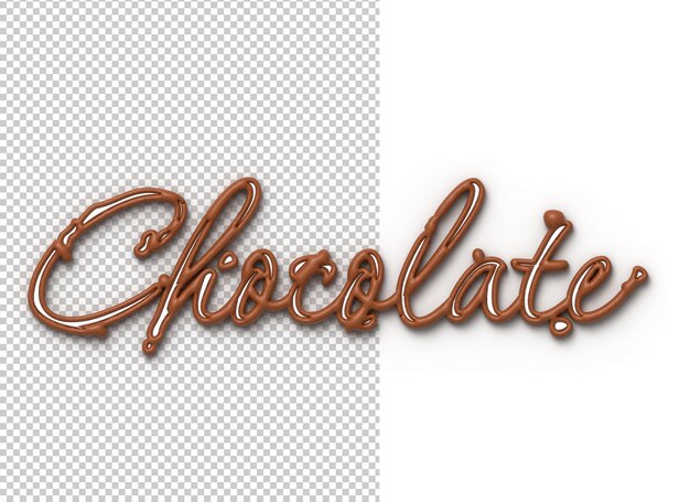 Diseño de ilustración 3d tipográfico con letras de chocolate en 3D