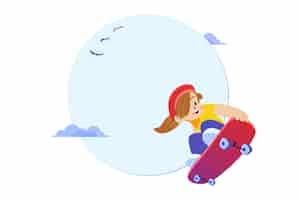 PSD gratuito diseño de ilustraciones de patineta