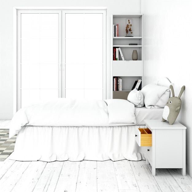 Diseño interior de habitación de cama