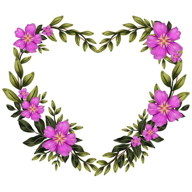 Diseño de marco de corazón floral