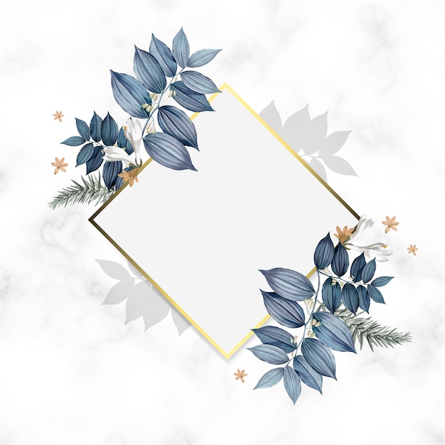 Diseño de marco dorado floral vacío