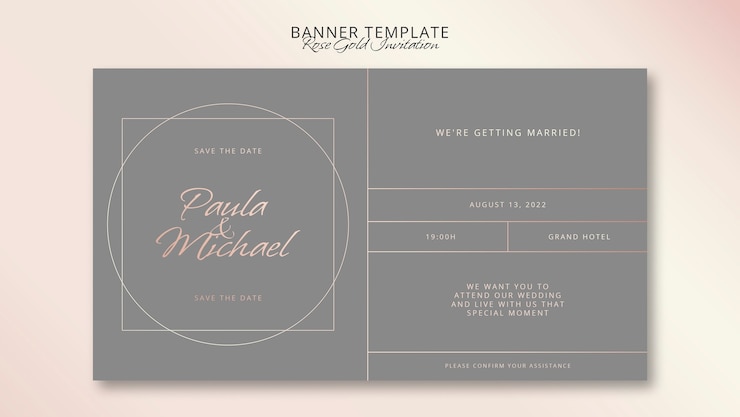PSD gratuito diseño minimalista de banner de oro rosa.