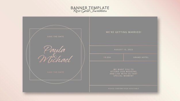 Diseño minimalista de banner de oro rosa.