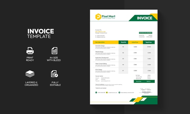 PSD gratuito diseño moderno de plantillas de facturas empresariales