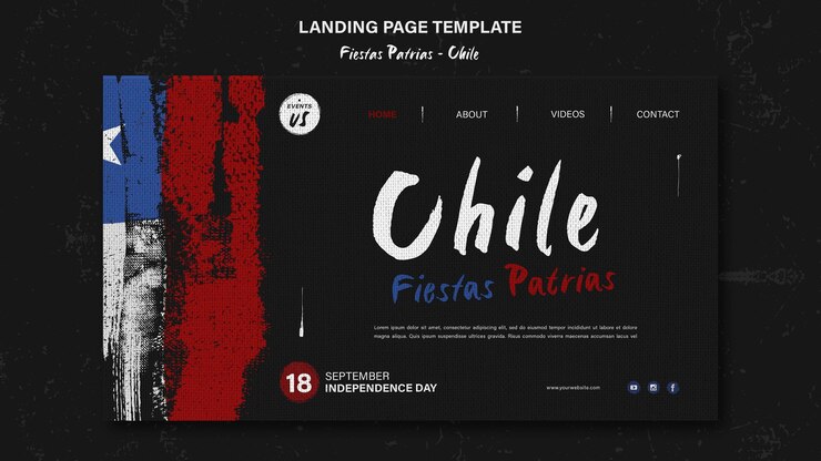 PSD gratuito diseño de página de destino del día internacional de chile