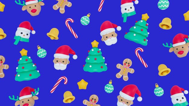 Diseño de patrón de navidad de renderizado 3d