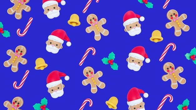Diseño de patrón de navidad de renderizado 3d