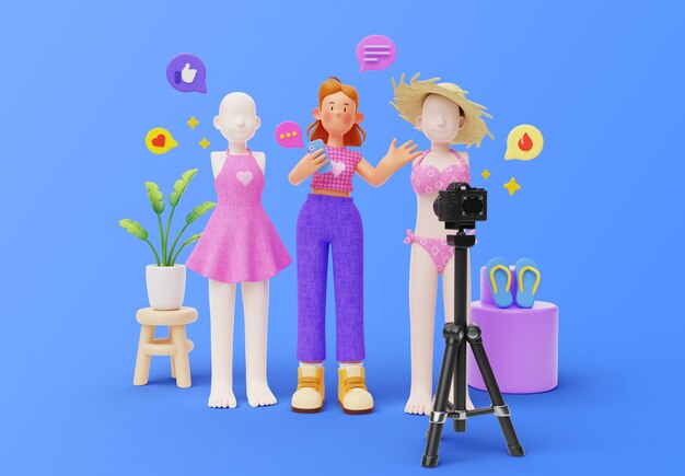Diseño de personajes influyentes de moda