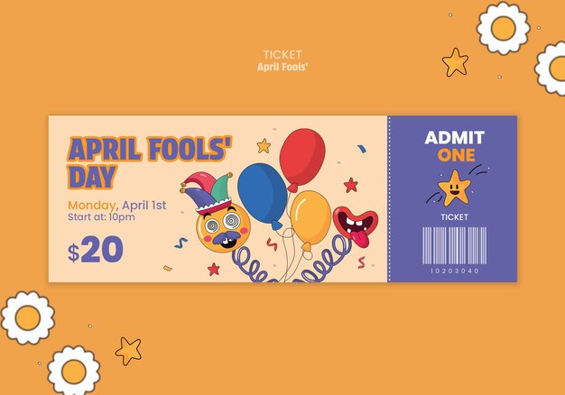 Diseño plano de un boleto para la celebración del día de los inocentes.