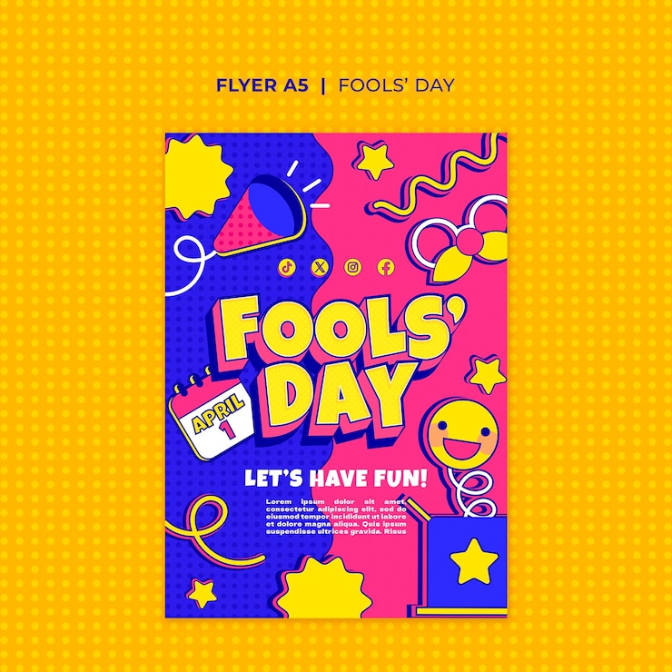PSD gratuito diseño plano cartel de celebración del primer de abril